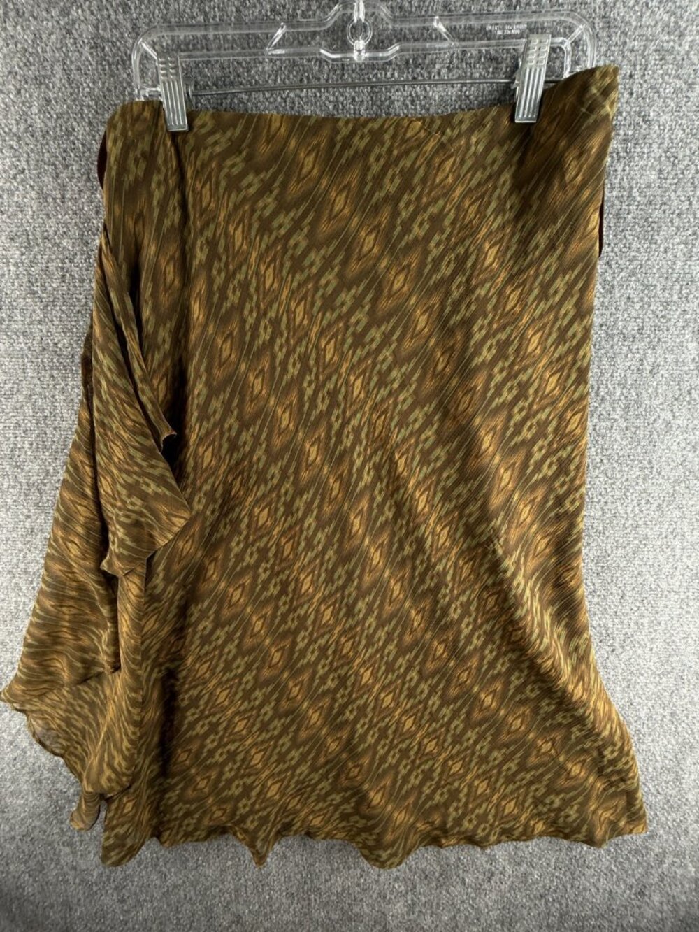 NWT Lauren Ralph Lauren TAHITI Silk Modern Brown Green Ruffle Skirt Size Medium - Picture 11 of 16